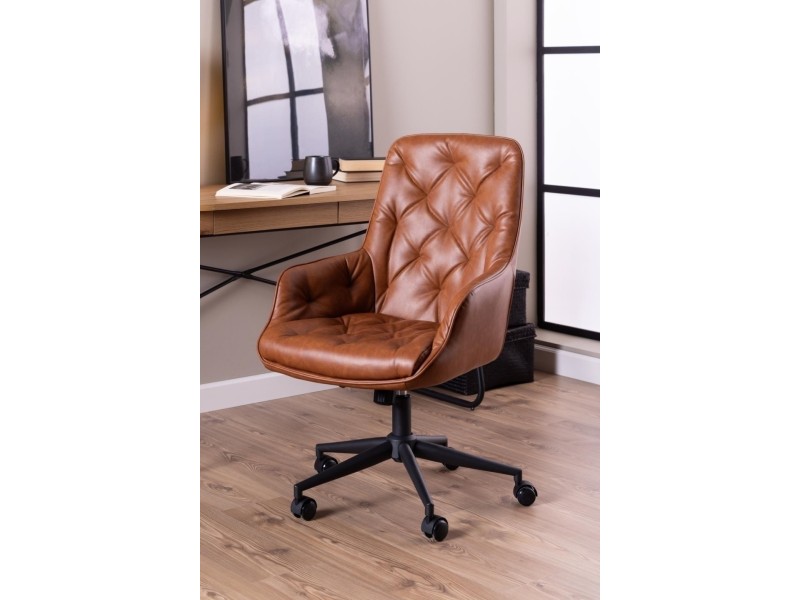 Fotel biurowy Erik brązowy PU - ACTONA